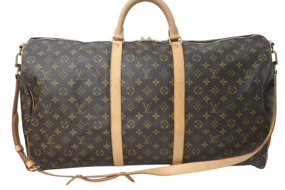 極美品 LOUIS VUITTON ルイヴィトン キーポルバンドリエール 60 ボストンバッグ M41412 モノグラム PVC ヌメ革 ブラウン 中古 4c073041