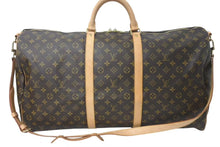 画像をギャラリービューアに読み込む, LOUIS VUITTON ルイヴィトン キーポルバンドリエール60 ボストンバッグ M41412 モノグラム PVC ヌメ革 ブラウン 美品 中古 4c073041