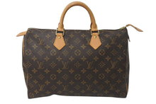 画像をギャラリービューアに読み込む, LOUIS VUITTON ルイヴィトン モノグラム スピーディ35 ハンドバッグ M41524 ブラウン 旧型 ロゴ 美品 中古 4c073043