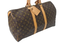 画像をギャラリービューアに読み込む, LOUIS VUITTON ルイヴィトン モノグラム キーポル45 ボストンバッグ M41428 PVCコーティングキャンバス ヌメ革 ブラウン ゴールド金具 美品 中古 4c073051