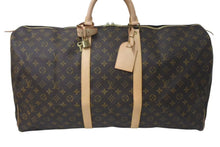 画像をギャラリービューアに読み込む, LOUIS VUITTON ルイヴィトン キーポル60 ボストンバッグ M41422 モノグラム ブラウン PVCコーティングキャンバス ヌメ革 美品 中古 4c073055
