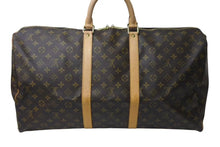 画像をギャラリービューアに読み込む, LOUIS VUITTON ルイヴィトン キーポル55 ボストンバッグ M41424 モノグラム PVCコーティングキャンバス ヌメ革 ブラウン 美品 中古 4c073057