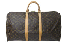 画像をギャラリービューアに読み込む, LOUIS VUITTON ルイヴィトン キーポル55 ボストンバッグ M41424 モノグラム PVCコーティングキャンバス ヌメ革 ブラウン 美品 中古 4c073057