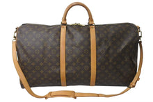 画像をギャラリービューアに読み込む, LOUIS VUITTON ルイヴィトン キーポルバンドリエール60 ボストンバッグ M41412 モノグラム PVC ヌメ革 ブラウン 美品 中古 4c073058