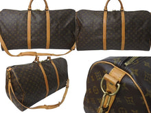 画像をギャラリービューアに読み込む, LOUIS VUITTON ルイヴィトン キーポルバンドリエール60 ボストンバッグ M41412 モノグラム PVC ヌメ革 ブラウン 美品 中古 4c073058