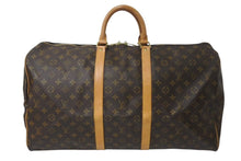 画像をギャラリービューアに読み込む, LOUIS VUITTON ルイヴィトン キーポル55 ボストンバッグ M41424 モノグラム PVCコーティングキャンバス ヌメ革 ブラウン 美品 中古 4c073059