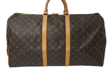 画像をギャラリービューアに読み込む, LOUIS VUITTON ルイヴィトン キーポル55 ボストンバッグ M41424 モノグラム PVCコーティングキャンバス ヌメ革 ブラウン 美品 中古 4c073059