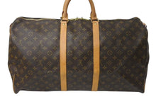 画像をギャラリービューアに読み込む, LOUIS VUITTON ルイヴィトン キーポル55 ボストンバッグ M41424 モノグラム PVCコーティングキャンバス ヌメ革 ブラウン 美品 中古 4c073059