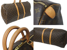 画像をギャラリービューアに読み込む, LOUIS VUITTON ルイヴィトン キーポル55 ボストンバッグ M41424 モノグラム PVCコーティングキャンバス ヌメ革 ブラウン 美品 中古 4c073059