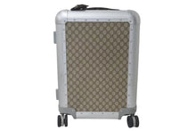 画像をギャラリービューアに読み込む, GUCCI グッチ キャビントロリー スーツケース キャリー GGスプリーム キャンバス アルミニウム ベージュ 美品 中古 4c073063