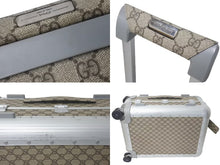 画像をギャラリービューアに読み込む, GUCCI グッチ キャビントロリー スーツケース キャリー GGスプリーム キャンバス アルミニウム ベージュ 美品 中古 4c073063