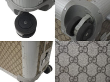 画像をギャラリービューアに読み込む, GUCCI グッチ キャビントロリー スーツケース キャリー GGスプリーム キャンバス アルミニウム ベージュ 美品 中古 4c073063