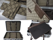 画像をギャラリービューアに読み込む, GUCCI グッチ キャビントロリー スーツケース キャリー GGスプリーム キャンバス アルミニウム ベージュ 美品 中古 4c073063