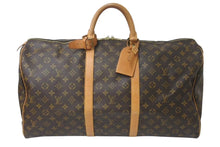 画像をギャラリービューアに読み込む, LOUIS VUITTON ルイヴィトン キーポル55 ボストンバッグ M41424 モノグラム PVCコーティングキャンバス ヌメ革 ブラウン 美品 中古 4c073071