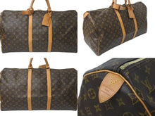 画像をギャラリービューアに読み込む, LOUIS VUITTON ルイヴィトン キーポル55 ボストンバッグ M41424 モノグラム PVCコーティングキャンバス ヌメ革 ブラウン 美品 中古 4c073071