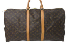 画像をギャラリービューアに読み込む, LOUIS VUITTON ルイヴィトン キーポル55 ボストンバッグ M41424 モノグラム PVCコーティングキャンバス ヌメ革 ブラウン 美品 中古 4c073076