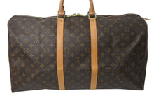 画像をギャラリービューアに読み込む, LOUIS VUITTON ルイヴィトン キーポル55 ボストンバッグ M41424 モノグラム PVCコーティングキャンバス ヌメ革 ブラウン 美品 中古 4c073076