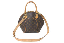 画像をギャラリービューアに読み込む, LOUIS VUITTON ルイヴィトン エリプスPM ハンドバッグ モノグラム M51127 PVC ヌメ革 ブラウン ゴールド金具 美品 中古 4c073077