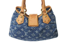 画像をギャラリービューアに読み込む, LOUIS VUITTON ルイヴィトン モノグラムデニム ミニプリーティ PM ハンドバッグ M95020 レザー ブルー 良品 中古 4c073088