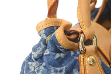 画像をギャラリービューアに読み込む, LOUIS VUITTON ルイヴィトン モノグラムデニム ミニプリーティ PM ハンドバッグ M95020 レザー ブルー 良品 中古 4c073088