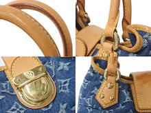 画像をギャラリービューアに読み込む, LOUIS VUITTON ルイヴィトン モノグラムデニム ミニプリーティ PM ハンドバッグ M95020 レザー ブルー 良品 中古 4c073088