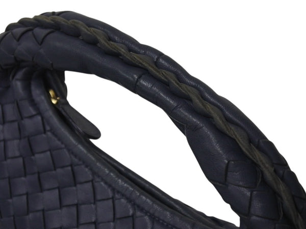 BOTTEGAVENETA Bottega Veneta Intrecciato Hobo Mini Handbag 189227 Leather Gold Hardware Navy Good Condition Used 4c073093