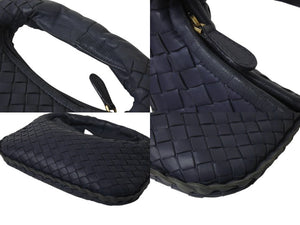 BOTTEGAVENETA Bottega Veneta Intrecciato Hobo Mini Handbag 189227 Leather Gold Hardware Navy Good Condition Used 4c073093
