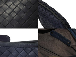 BOTTEGAVENETA Bottega Veneta Intrecciato Hobo Mini Handbag 189227 Leather Gold Hardware Navy Good Condition Used 4c073093