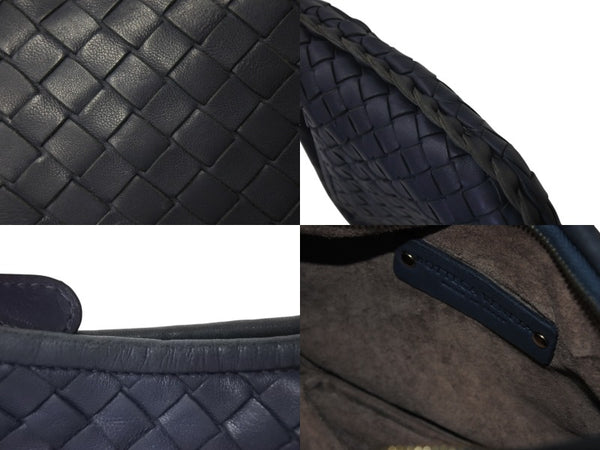 BOTTEGAVENETA Bottega Veneta Intrecciato Hobo Mini Handbag 189227 Leather Gold Hardware Navy Good Condition Used 4c073093