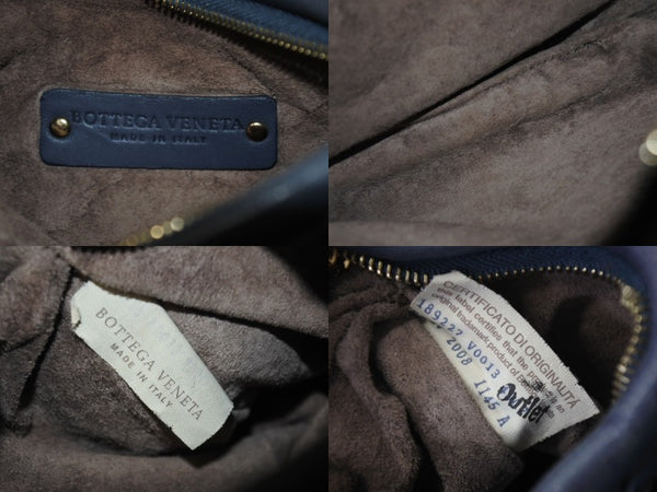 BOTTEGAVENETA Bottega Veneta Intrecciato Hobo Mini Handbag 189227 Leather Gold Hardware Navy Good Condition Used 4c073093