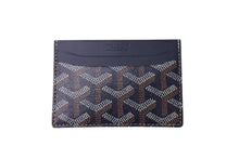 画像をギャラリービューアに読み込む, 新品未使用品 GOYARD ゴヤール サンシュルピス カードケース キャンバス レザー ネイビー 中古 4c073119