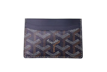 画像をギャラリービューアに読み込む, 新品未使用品 GOYARD ゴヤール サンシュルピス カードケース キャンバス レザー ネイビー 中古 4c073119