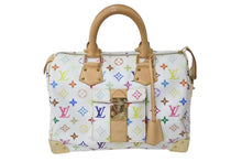 画像をギャラリービューアに読み込む, LOUIS VUITTON ルイヴィトン スピーディ30 ハンドバッグ M92643 モノグラム マルチカラー 村上隆 ホワイト 美品 中古 4c073124