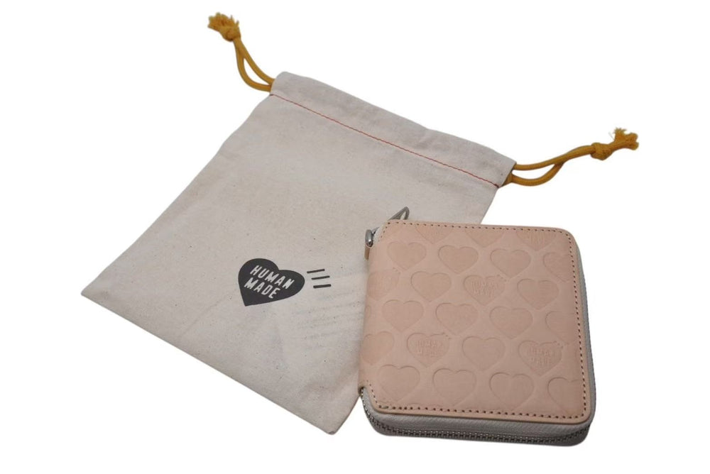 New and unused HUMAN MADE LEATHER ZIP WALLET Bifold Wallet HM28GD054 Leather Cotton Beige Silver Used 4c073131