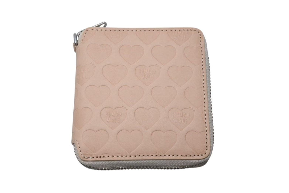 New and unused HUMAN MADE LEATHER ZIP WALLET Bifold Wallet HM28GD054 Leather Cotton Beige Silver Used 4c073131