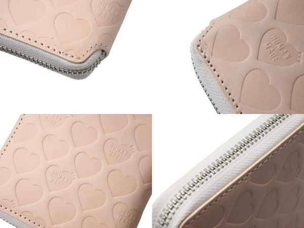 New and unused HUMAN MADE LEATHER ZIP WALLET Bifold Wallet HM28GD054 Leather Cotton Beige Silver Used 4c073131