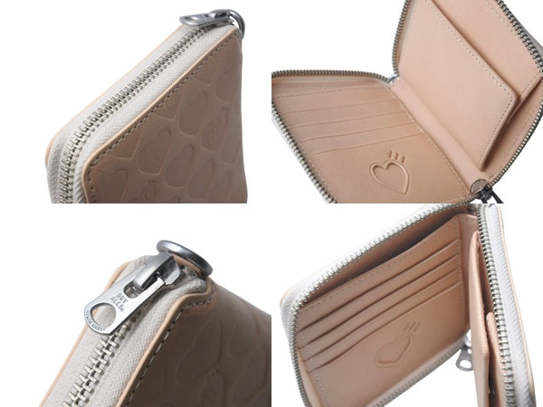 New and unused HUMAN MADE LEATHER ZIP WALLET Bifold Wallet HM28GD054 Leather Cotton Beige Silver Used 4c073131