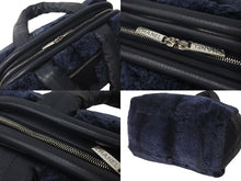 Load image into Gallery viewer, 極美品 CHANEL シャネル コココクーン トートバッグ 14番台 ココマーク キルティング レザー ファー ネイビー シルバー金具 中古 4c073180