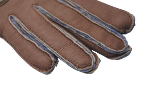 Very Good Condition CHANEL Cocomark Gloves 2000s Made in France Sheepskin Brown Gray Used 4c073182