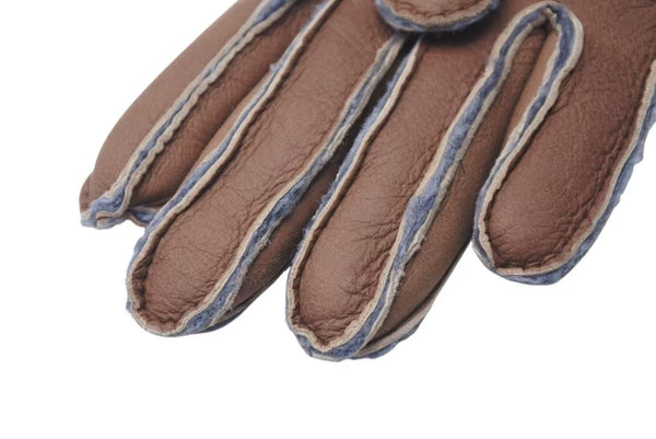 Very Good Condition CHANEL Cocomark Gloves 2000s Made in France Sheepskin Brown Gray Used 4c073182