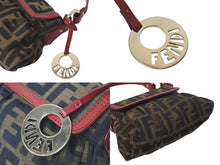 Load image into Gallery viewer, FENDI フェンディ マンマバケット ハンドバッグ ショルダーバッグ ズッカ柄 2000s キャンバス レザー ブラウン レッド 美品 中古 4c073187