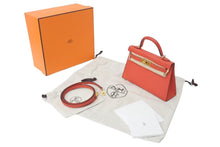 Load image into Gallery viewer, HERMES エルメス ミニケリー2 ヴォーエプソン ローズジャイプール ゴールド金具 外縫い 2WAY ショルダーバッグ X刻印 美品 中古 4c073195