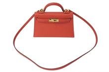 Load image into Gallery viewer, HERMES エルメス ミニケリー2 ヴォーエプソン ローズジャイプール ゴールド金具 外縫い 2WAY ショルダーバッグ X刻印 美品 中古 4c073195