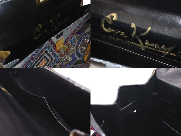 HERMES エルメス ケリー32 旧型 外縫い ボックスカーフ ブラック ゴールド金具 カスタム 美品 中古 4c073208