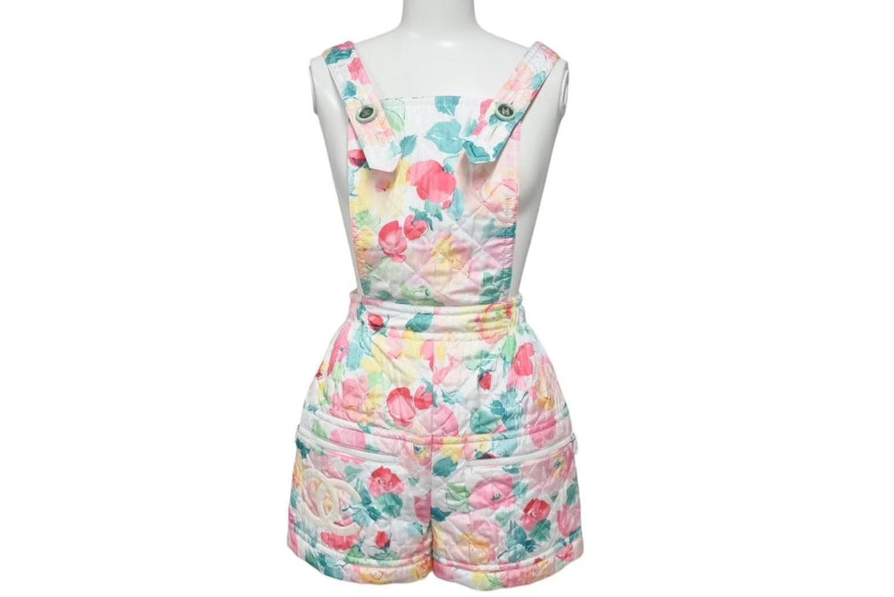 CHANEL シャネル Floral Pattern Overalls 花柄 サロペット ココマーク サイズ 34 ポリエステル 美品 中古 4c073210