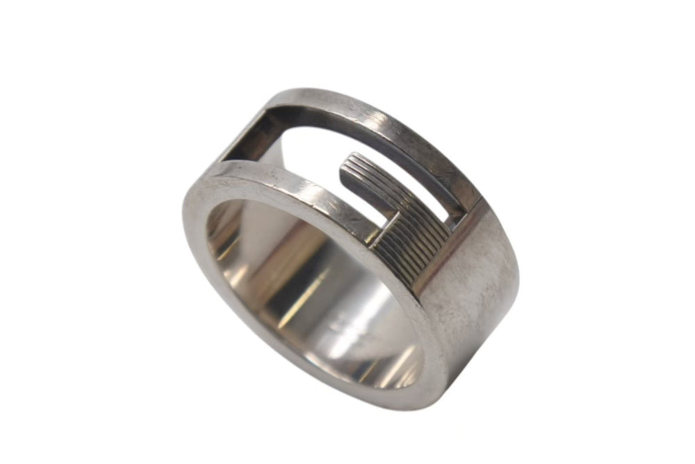 GUCCI グッチ リング ブランテッド BRANTED カットアウトG 指輪 7g 9号 シルバー925 中古 4c073241