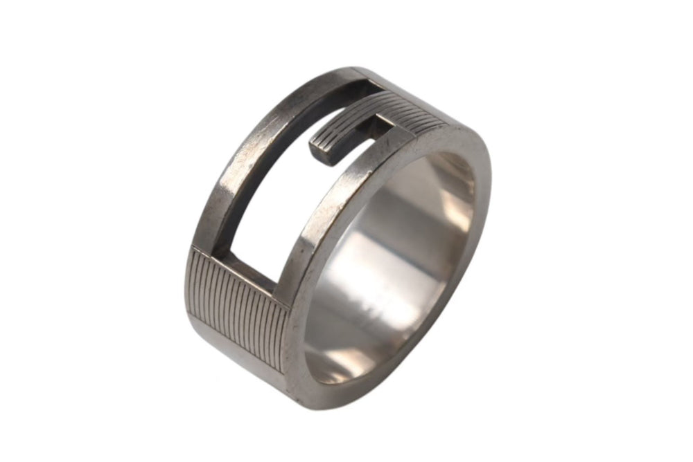 GUCCI Gucci Ring BRANTED Cutout G Ring 7g No. 9 Silver 925 Used 4c073241