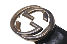 Load image into Gallery viewer, GUCCI グッチ ベルト GGバックル ヴィンテージ 036 1046 0979 レザー エナメル ブラック シルバー金具 サイズ80/32 良品 中古 4c073242