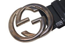 Load image into Gallery viewer, GUCCI グッチ ベルト GGバックル ヴィンテージ 036 1046 0979 レザー エナメル ブラック シルバー金具 サイズ80/32 良品 中古 4c073242