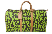 画像をギャラリービューアに読み込む, LOUIS VUITTON ルイヴィトン モノグラム グラフティ キーポル50 ボストンバッグ グリーン M93700 美品 中古 4c073258
